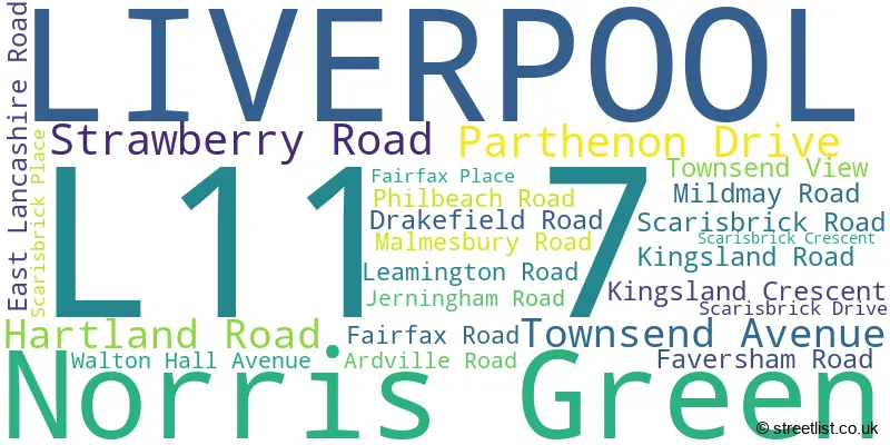 A word cloud for the L11 7 postcode